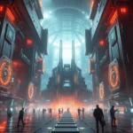A grand epic scene depicting tecnologia in a massive scale, showcasing heroic elements and epic lens glow lighting, emphasizing futuristic elements and a modern feel