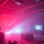 A high-contrast image of tecnologia in intense dramatic lighting and surreal infrared tones, creating an otherworldly and tense atmosphere