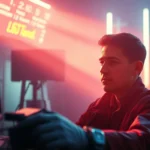 Gentle soft light bathes tecnologia in dramatic cinematic style; electric vivid colors are enhanced by film-like composition, diffused shadows, and subtle illumination