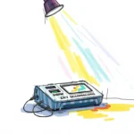 Hand-drawn sketch vibrant complementary colors illuminate a technological subject under gentle soft light, featuring diffused shadows and subtle illumination in a Color sketchnote style