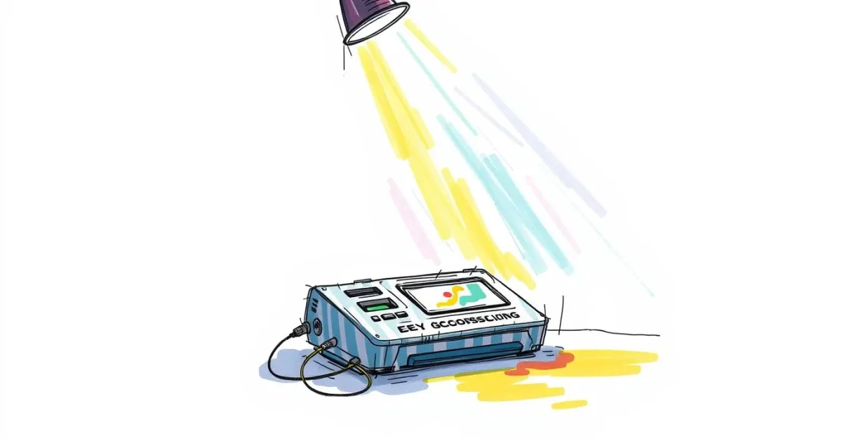 Hand-drawn sketch vibrant complementary colors illuminate a technological subject under gentle soft light, featuring diffused shadows and subtle illumination in a Color sketchnote style