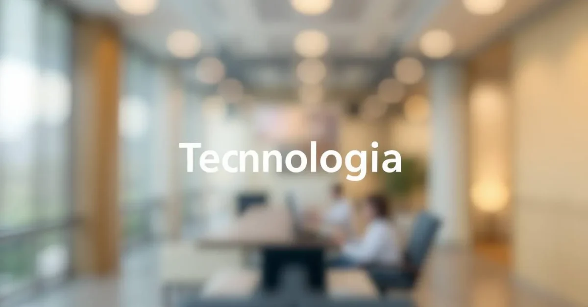 Modern flat design rendering of tecnologia with a blurred bokeh effect; simple two-dimensional shapes provide sharp subject focus against a soft background